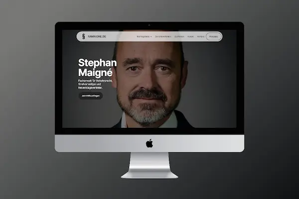 iMac Mockup der Website von Rechtsanwalt Stephan Maigné